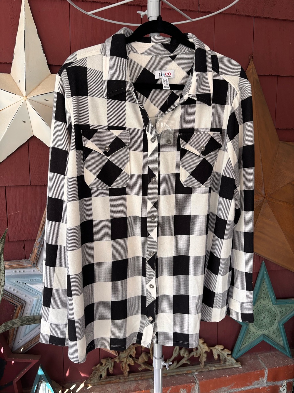 NWT D&Co. Black and White Flannel Women’s Plus Size 1X